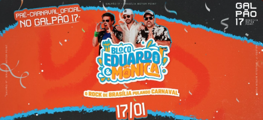 Pré-carnaval do bloco Eduardo & Mônica mistura rock, samba rock e clima de bloquinho no Galpão 17